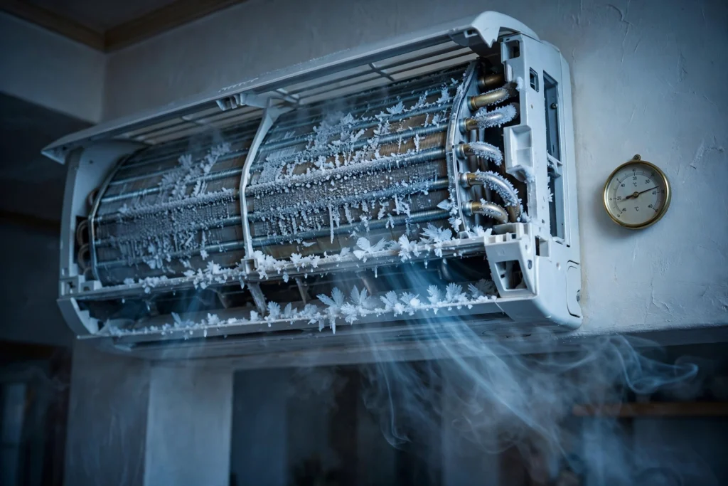Frozen air conditioner coils — a common cause of aircon not cooling
